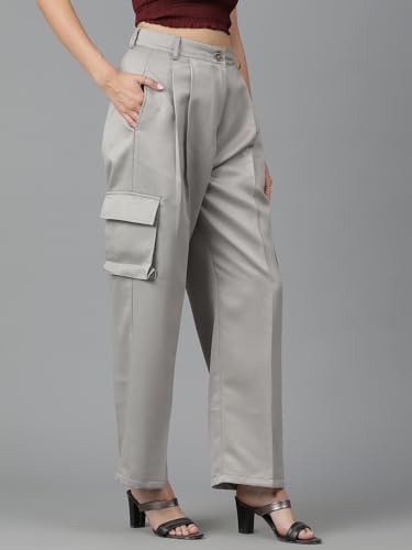 Image of KOTTY Women's High Rise Cotton Blend Relaxed Fit CargoTrousers