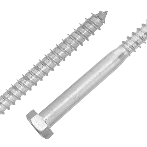 Tornillos de cabeza hexagonal de 26x1.6cm galvanizados para madera, pack de 2 3