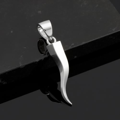 US Jewels Men's 925 Sterling Silver Cornicello Italian Horn Good Luck Pendant, 28mm4