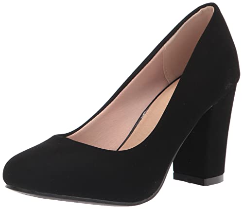Image of Olivia K Women's Classic Round-Toe Platform Pumps High Block Heel - Adorable, Comfortable