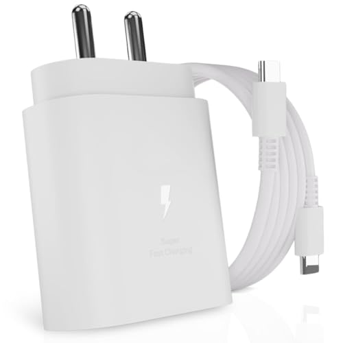 Image of Original 25W Fast Charger - White USB-C Power Adapter & Cable for Rapid Charging Compatible with Galaxy S23 S22 Note 20S21 Ultra M14 5G M15 M32 with SIX Months Replacement Warranty