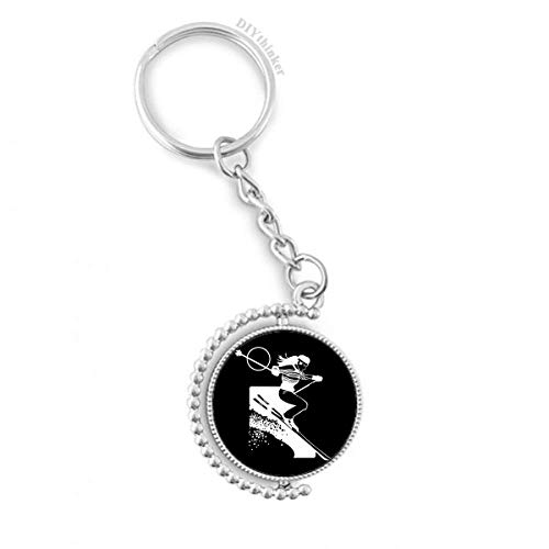 Llavero de esquí negro DIYthinker con cadena Pilgrim y anillo giratorio resistente