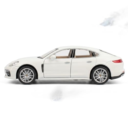 Image of Porsche Panamera 1:24 Scale Die-Cast Car Model White - Steering Wheel Smoke Atomiser Sound Light Openable Doors Pull-Back Alloy Four-Door Sports Car