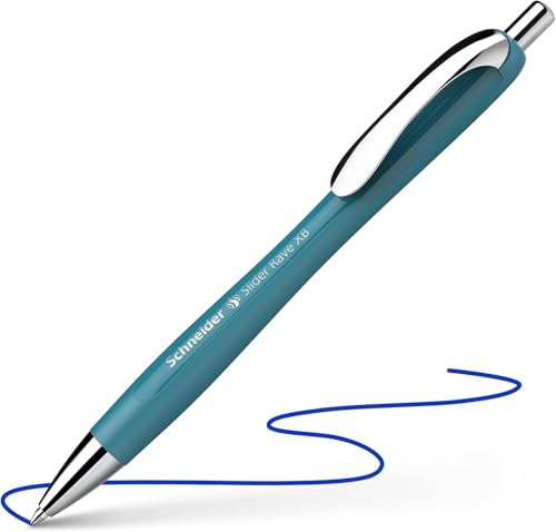 Image of Schneider Slider Rave XB 132513 Ballpoint Pen (Limited Special Edition in Teal, Made in Germany) Pack of 5 Ink Colour: Blue