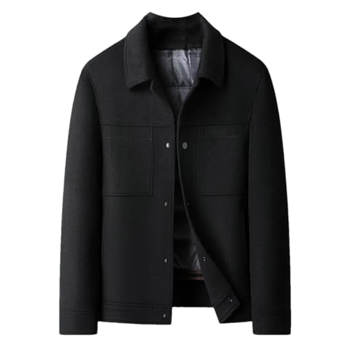 Manteau en laine pour homme noir XL avec veste courte hiver doublée en duvet amovible