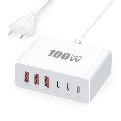 USB C Ladegerät, 100W 6-Port Stecker USBC Netzteil Schnellladegerät USB C Adapter mit 3 PD und 3 QC Mehrfach Ladegerät USB Ladestecker Charger für iPhone 16 15 14 13 12 11 Pro Max, iPad, Samsung USB C Ladegerät, 100W 6-Port Stecker USBC Netzteil Schnellladegerät USB C Adapter mit 3 PD und 3 QC Mehrfach Ladegerät USB Ladestecker Charger für iPhone 16 15 14 13 12 11 Pro Max, iPad, Samsung