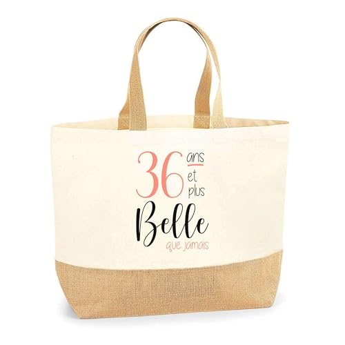Sac Jute 36 ans cabas plage marché cadeau femme original