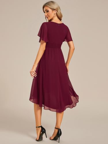 Image of Ever-Pretty Women's Chiffon Crew Neck Empire Waist Wedding Guest Dress Summer Short Sleeve Semi Formal Dresses 02053