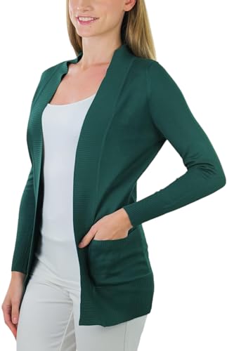 Image of ToBeInStyle Women's Long Sleeve Rib Banded Open Sweater Cardigan