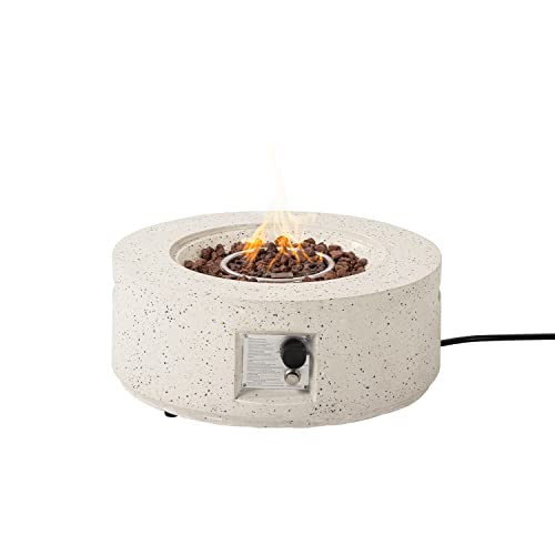 COSIEST Outdoor Propane Fire Pit Coffee Table, 28-inch Terrazzo Round Base Patio Heater, Certified, 40,000 BTU Stainless Steel Burner, Free Lava Rocks, Waterproof Cover