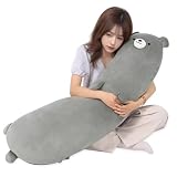 HAVARGO 抱き枕 大きい 全長約110CM だきまくら ぬいぐるみ 可愛い クッション もちもち ふわふわ 横向き寝 洗えるカバー (グレー, L)