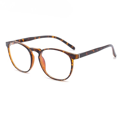 Oeilaumy Blue Light Blocking Glasses for Phone Computer TV Gaming Screen Anti Eyestrain UV Round Classic Retro Clear Lens Eyeglasses Frame for Women and Men (Leopard)