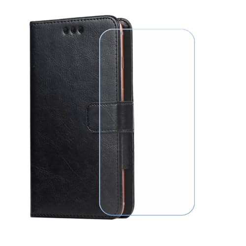 BMPNLSZ PU Cuir Etui pour Logicom Smart Pro + Verre trempé, HD Anti Rayures Film Protection écran - Fermeture Pliant Coque Cover Housse de Protection pour...
