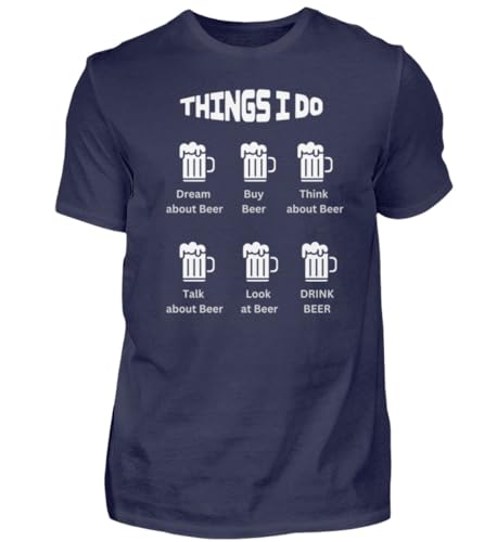 T-shirt pour homme Bier Liebe bleu marine taille XL en coton confortable
