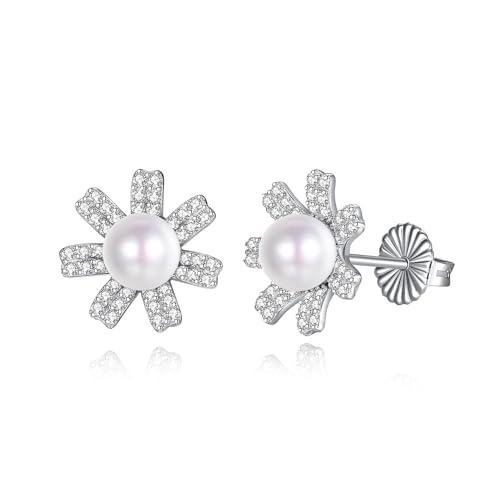 Classic Dainty 925 Sterling Silver 5mm White Freshwater Cultured Pearl Stud Earrings for Women by JORA - Used condition - US$10.80
