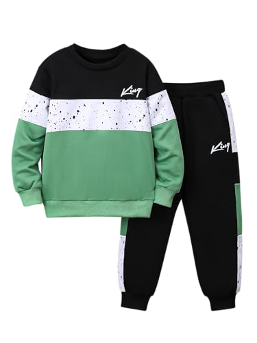 Fdqin Boy Fall Winter Clothes Color Block Long Sleeve Sweatshirt