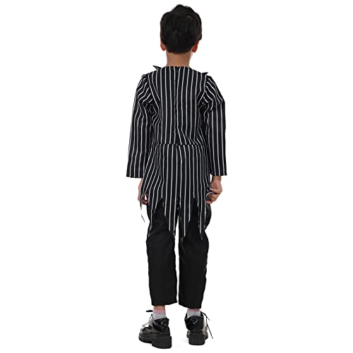 Cafele Jack Costume Kids Boys The Skeleton Skellington Jumpsuit And Mask Outfits Christmas Halloween Cosplay Props (M) #TOP5