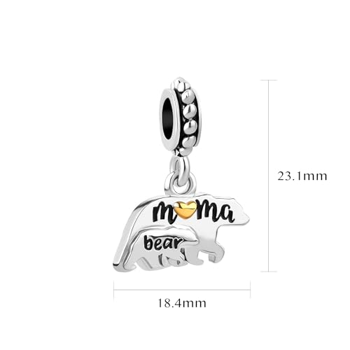 Mom Mama Bear Heart Charm Compatible Pandora Charm Bracelet Gift Mother Daughter Christmas Family keychain for Anniversary Birthday2
