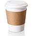 KTOB [50 pack 12 oz Compostable PLA Coffee Cups with Lids and Kraft Sleeves, Eco Friendly Disposable White Paper Cups Combo for Hot Beverage 1