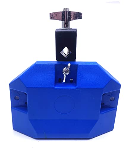 Tuoren Jam Drum Block Latin Percussion Musical Instrument Plastic With 3 Sided Mount Medium Pitch (Blue) #TOP3