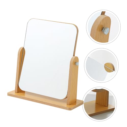 Espejo de maquillaje de madera giratorio ajustable miniatura 6