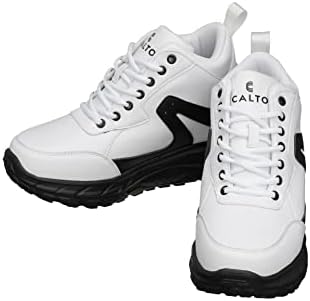 CALTO Men's Invisible Height Increasing Elevator Shoes - White/Black Lace-up High-Top Hiking Style Sneaker Boots - 4 Inches Taller - S22773 - Size 10 D(M) US | Image 3
