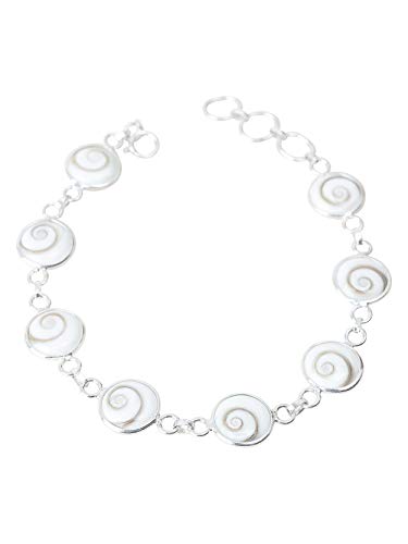 Bracelet en Argent Sterling 925 avec Œil de Shiva – Bracelet avec Pierre Naturelle de Sainte-Lucie – Réglable de 16 à 19 cm – Design Minimaliste – Bijou Méditerranéen Fabriqué à la Main pour Femme
