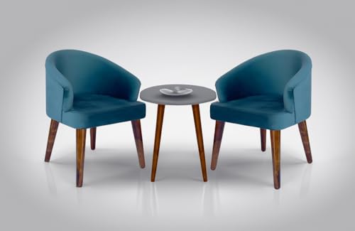 Image of DaneWood Premium Dining Table Set of 4 | Sheesham Wood Dining Table Set 4 Seater | Four Seater Dinning Table with 2 Upholstered Chairs & 1 Bench | Dinner Table Restaurants | Honey Finish & Blue