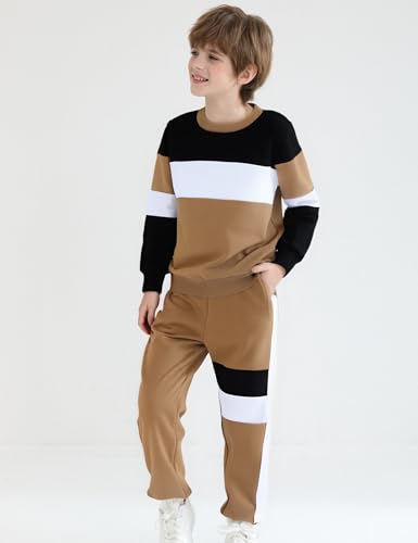 Image of mkodopy Boys Clothes Hoodie Sweatsuits Tops and Pants Boys Fall Winter Outfits Boy Clothing Set