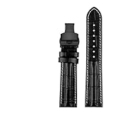 MMXWYKO Compatibile con cinturino in vera pelle Hamilton Khaki H7060573 Bracciale in pelle di vacchetta cinturino con texture 20mm 22mm da uomo(A black w black F,22mm)