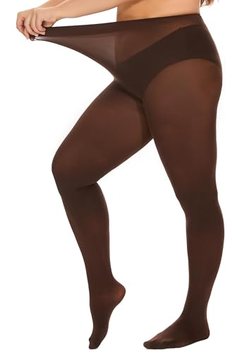 Image of DUCMODA Plus Size Tights for Women, Ultra Soft Solid Color Semi-Opaque Pantyhose, Nylon High Waist Stockings 1X 2X 3X 4X
