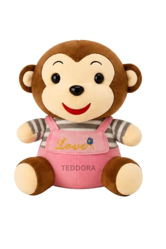 Image of Sitting Monkey Soft Toy for Girls Boys Kids,Pink,Sitting Love Animal Plush Stuffed Baby Teddy Gift Birthday, 20 cm