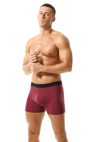 Men's Cotton Boxer Briefs Stretch Breathable Comfy Elastic Waistband Performance Underwear 1/3-Pack3