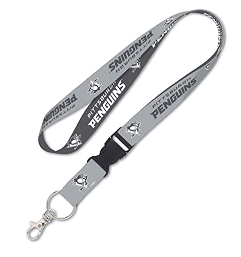 NHL Pittsburgh Penguins Lanyard 2-Tone Grey/Charcoal, 1 Inch Width, Detachable Buckle