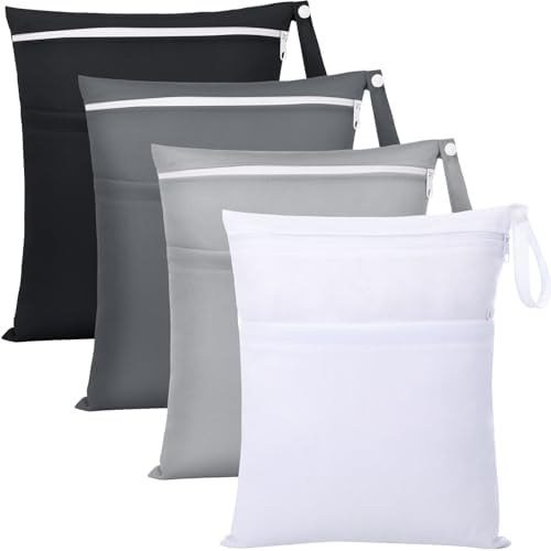 SATINIOR 4 Pack Wet Dry Bags for Baby Cloth Diapers 12x14 Washabl...