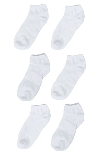 Mamia Women's 6 Pairs Of Ankle Socks Low Cut Sport Peds - White, 6-8