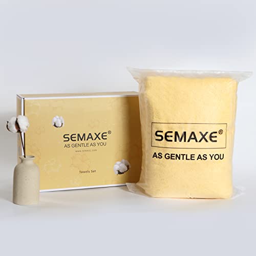 Semaxe Bath Towel Set, 2 Bath Towels 2 Hand Towels 4 Washcloths, 100% Cotton Bathroom Towel, Soft Fluffy And Absorbent Yellow Towel For Bathroom, Hotel & Spa Quality,8 Piece Towel Set #TOP7
