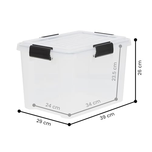 Iris Ohyama Luftdichte Kunststoff-Aufbewahrungsboxen mit Deckel, 20L, 3er-Set, Transparent, Hermetischer wasserdichter Verschluss, Robust Schnappverschlüsse, Stapelbar, Staubschutz, BPA-frei, DDAT-SD