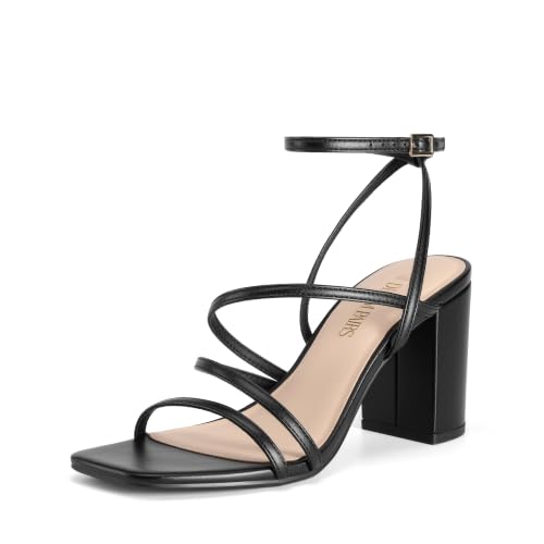 DREAM PAIRS Women's Chunky Heel Sandal,Black,8