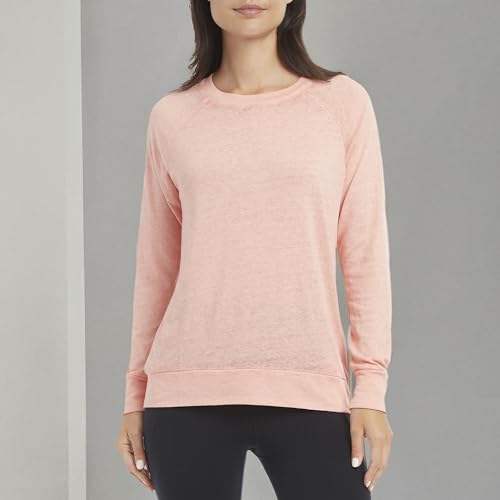 Image of Danskin Women's Long Sleeve Mineral Wash Pullover Top