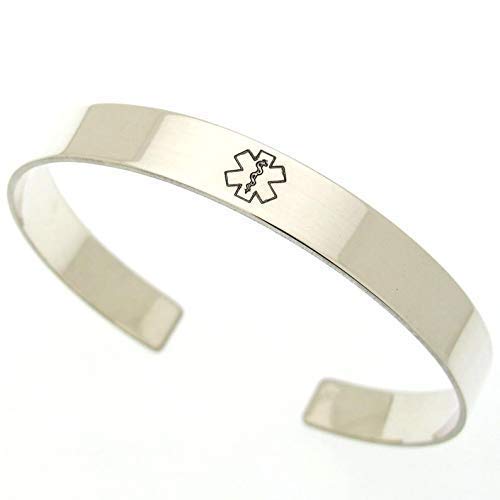 Mens Medical Alert Bracelet Sterling Silver Medical Id Cuff Bracelet For Men Engraved Id Bracelet For Him Personalized Emergency Medical Bracelet - Star Of Life Bracelet #TOP3