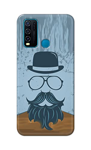 Image of PRINTFIDAA Mustache Beard and Hairstyle Hipster in Glasses Printed Designer Hard Case for Vivo Y30 / Vivo Y50 Back Cover -(e) RPM1002