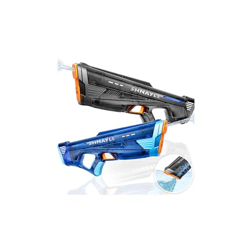 SHNAYLE 2 Pack Electric Water Gun for Adults Kids USB-C Charging Port, Automatic High Powered Squirt Gun,Powerful Shooting Long Range Auto Water Blaster, Outdoor Water Toy Pool (Black+Blue)