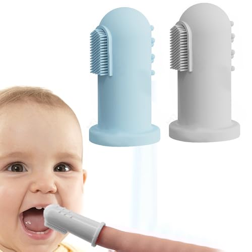 Quesuc Cepillo De Dientes De Dedo Para Bebés | Set De 2 | Calma Y Estimula Las Encías, 0-2 Años | Seguro Para Niños Pequeños, Niños Y Niñas