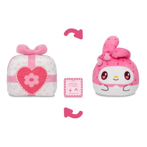 Image of TeeTurtle Reversible Sanrio My Melody Plushie 4-Inch Present Two-Sided Flip Plush Toy with Embroidered Details - Cute Mini Collectible Plush for Kids, Teens, and Adults