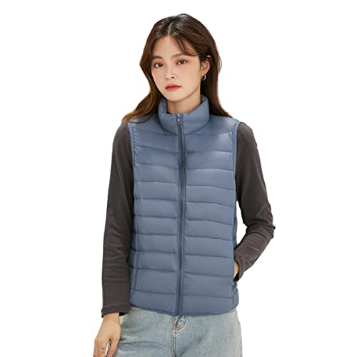 TienNew Doudoune Pliable Imperméable Légère Femme Gilet Duvet Femme Ultra Chaud Veste sans Manche Col Roulé Grande Taille Hiver Doudoune (3XL,Bleu 01) Cover
