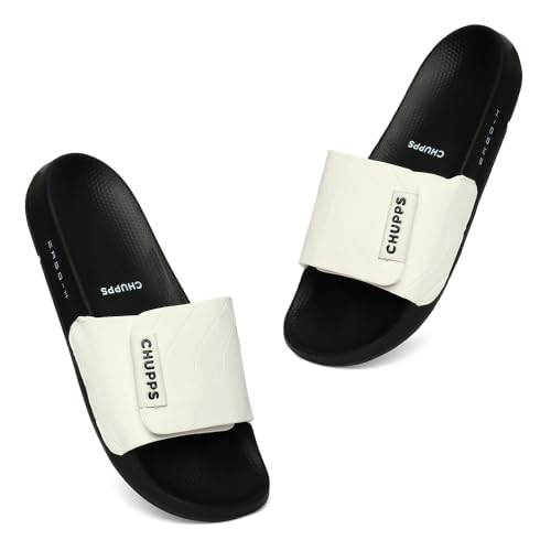Image of CHUPPS Flow Black & Black Drift Orthopedic Slippers | Soft Footpharma Footbed | Breathable Ventilation Holes | Lightweight Flip Flops | Anti-Skid Chappals for Everyday For Mens