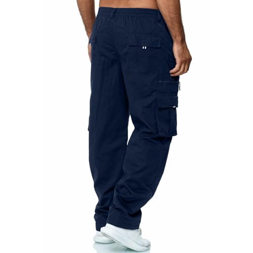 Mens Cargo Pants Relaxed Fit Elastic Waist Lightweight Stretchy Work Pants Cozy Baggy Jogger Sweatpants with Pockets3