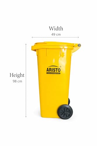 Image of ARISTO Wheel Garbage Dustbin 120 LTR - Yellow Pack of 2