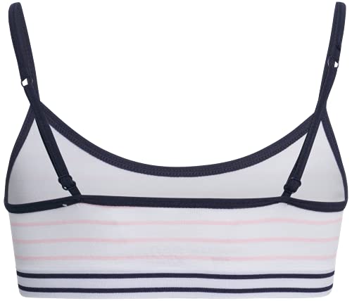 Nautica Girls' Training Bra - Seamless Crop Cami Bralette (6 Pack), Size 32, Navy/Grey/Blue Stripes #TOP5
